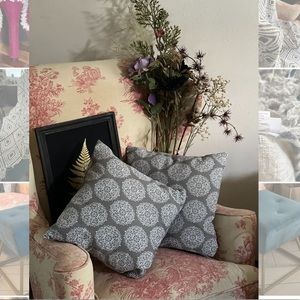 SOLD Gray & White Accent Pillow Pair